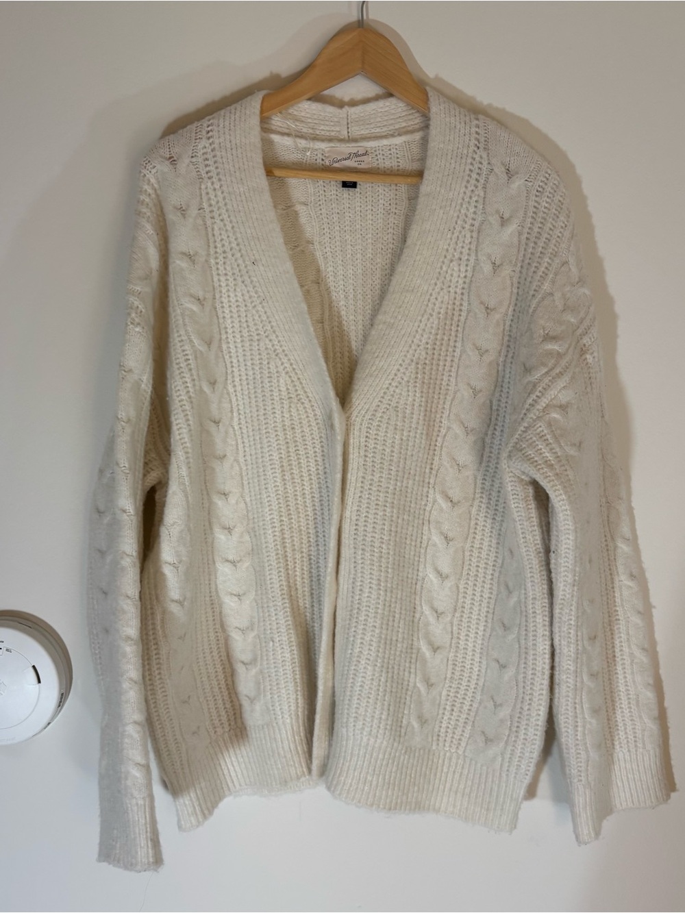 Universal Thread Ivory White Cable Knit Open Cardigan Grandmacore Fall Cozy XL